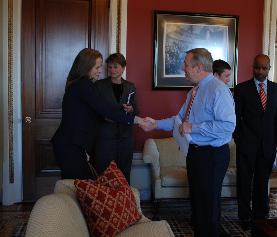 Durbin met with education reform leaders including Wendy Kopp, the founder of Teach for America.